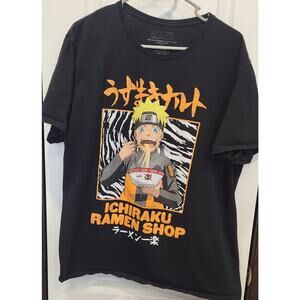 Naruto Mens T-Shirt Size XL (46/48) Black Graphic‎ Print Ichiraku Ramen Shop